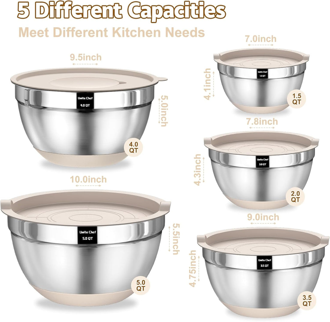 Umite Chef Mixing Bowls with Airtight Lids Set, 8PCS Stainless