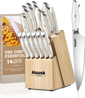 Huusk Knife Set with Block - 14 Pieces Premium Stainless Steel