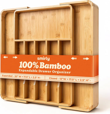 SMIRLY Silverware Drawer Organizer – Bamboo Kitchen Drawer Organizer